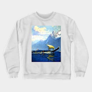 Alaska Native Boat Sailing Pacific Northwest 1920s Sydney Lawrence Crewneck Sweatshirt